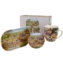 Set of Mug, Tray and Coaster Collies and Sheep Design Gift Box 