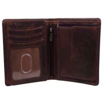 Prime Hide Leather Mens Coin & Card Wallet Cara Collection Brown