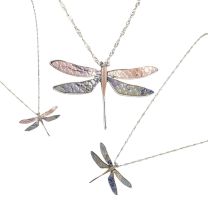 Ladies Long Dragonfly Necklace with a Delicate Twist-Chain 