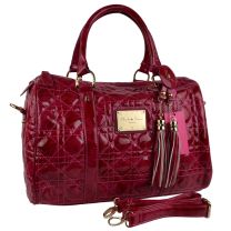Ladies Faux Leather Grab Bag Handbag by Claudia Canova Fuchsia 