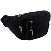 Microfibre Bum Bag with 6 Zipped Compartments Black