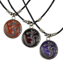 OM AUM Design Pendant Enamelled Circular Necklace Hinduism Buddhism Thong