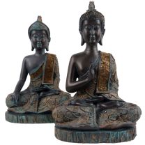 Thai Verdigris Buddha Meditating Lotus Position 28cm Tall Prayer Hand or Touching Earth Pose