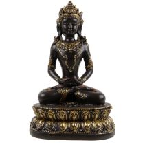 18 cm Thai Buddha in Rich Brown & Gold Meditating on Lotus Pad