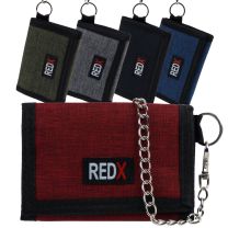 RED X Mens Boys Canvas Tri-Fold Chain Sports Wallet