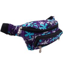 Red-X Purple Floral Nylon Bumbag Fanny Pack Travel Holiday Security 