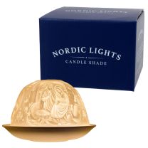 Nordic Light "Nativity Scene" Candle Shade White Bone Porcelain 