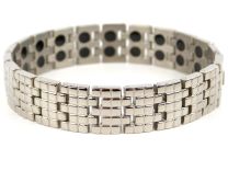 Mens Copper with Chrome Finish Titanium Magnetic Bracelet Brick Design Health Magnets Therapy