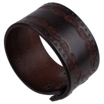 Mens Leather Wristband Double Popper Wide Adjustable 