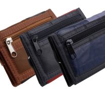 Mens Boys Leather Tri Fold Wallet Belt Clip Credit Debit Card