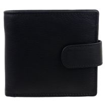 Mens Black Leather Tabbed Wallet by Mala Leather; Origin Collection Gift Boxed Coin Section 