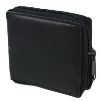 Mens/Gents Soft Black Nappa Leather Zip Around Wallet by Oakridge Handy