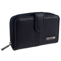 Ladies Black Nappa Leather Purse/Wallet by Lorenz Zip Around Free Gift Bag