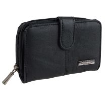 Ladies Black Cowhide Leather Purse/Wallet by Lorenz Zip Around Free Gift Bag