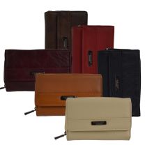Lorenz Leather Ladies Zip Around Purse/Wallet