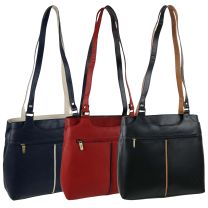 Ladies Soft Leather Two-Tone Shoulder Handbag by GiGi; Othello Collection Bag