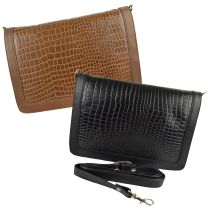 Ladies Embossed Leather Clutch/Cross Body Bag by GiGi Othello Collection Classic Croc