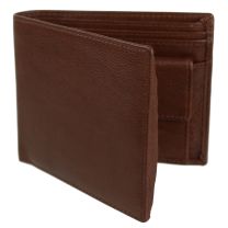 Mens/Gents Cigar Brown Leather Bi-fold Wallet by Ferndown Handy Coin Pocket