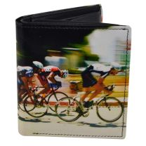 Mens Tri-fold Leather Wallet by Retro Cycling Gift Box Change Pocket