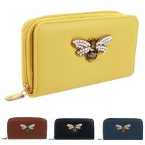 Ladies Large Purse/Wallet Faux Leather Bee Embellishment