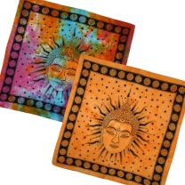 Asita Tie-Dye Buddha Wall Hanging Art Lightweight Cotton Multi-Colour Saffron
