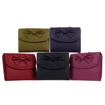 Gorjus Ladies Leather Compact Bow Purse/Wallet 
