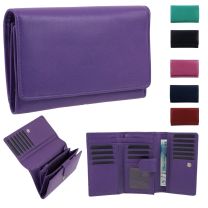 Oakridge Leather Ladies Tri-Fold Flap Over Purse/Wallet 