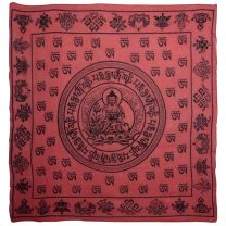 Buddha Red Wall Hanging Scarf 100% Cotton Meditation Sanskrit Dharma