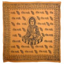 Large Buddha Saffron Wall Hanging Scarf 100% Cotton Hindi Meditation OM AUM