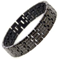 Mens Jet Black Finish Titanium Magnetic Bracelet Brick Design Health Magnets Therapy