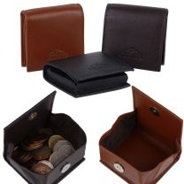 Oakridge Leather Mens Square Pocket Size Coin Tray Purse 