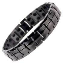 Mens Jet Black Finish Titanium Magnetic Bracelet Health 44 Magnets Therapy