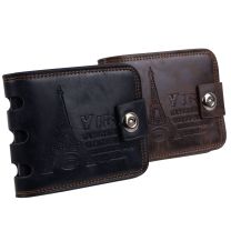 Mens Vegan Leather Tabbed Wallet Card & Cash