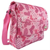 Girls Ladies Hearts Design Canvas Messenger Bag Cross Body Shoulder HI TEC 