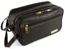 Mens Classic Leather Wash Bag by Rowallan of Scotland (Brown)