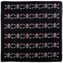 Mens Boys Black Bandana Bandanna Multi Skull & Crossbones Wearing Red Scarf Eye Patch Jolly Roger