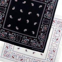 Bandana Bandanna Scarf With A Paisley Themed Pattern Black White Festival Bikers Party 