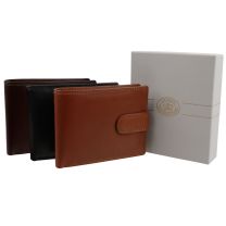 Mens Quality Soft Leather Tabbed Wallet by London Leather Goods Trifold Gift Boxed