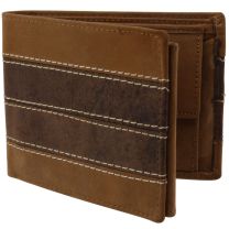 Oakridge - Distressed Leather Mens Tri Fold Wallet in Brown & Tan