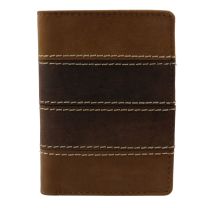 Oakridge Mens Compact Shirt Pocket Leather Wallet Distressed Brown & Tan