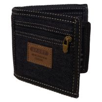 Black Denim Mens Boys Teens Kids Bi Fold Canvas Sports Wallet