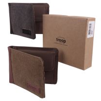 Mens Troop London Heritage Wallet Canvas Leather Bifold Gift Boxed