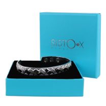 Thin Magnetic Therapy Bangle/Bracelet 6 Magnets Copper with Chrome Finish Block DESIGN Health Rare Earth NdFeB
