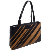 Ladies Black/Honey Soft Leather Shoulder Handbag Lauretta Collection by GiGi