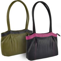 Ladies Leather Two-Tone Shoulder Bag by Gorjus Classic Handbag