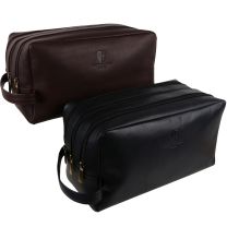 Mens Stylish Triple Zipped Quality Leather Wash Bag by Underwood & Tanner Of London 