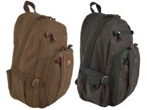 Mens Ladies Canvas & Leather Backpack Rucksack Troop of London Bag Travel 