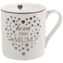 Heart To Home Love You Mum White China Mug Cup L&P