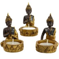 Set Of 3 Thai Buddha Nightlght Holders Meditation Prayer Hands Touching Earth
