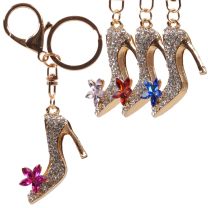 Gold & Crystal Bag Charm/Keyring High Heal Faux Gems 4 Colours Bling